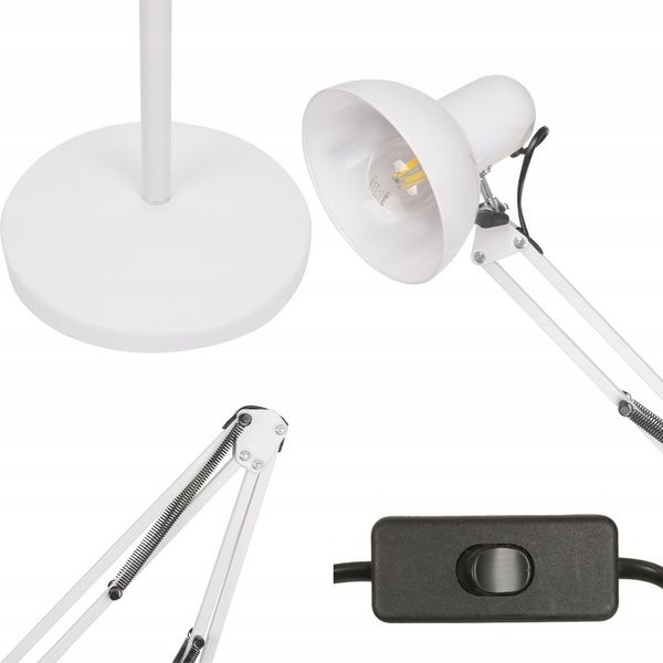 Lampa Podłogowa Stojąca Biała LED E27 Kreślarska Regulowana do zdjęcie 2