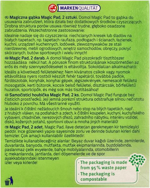 DOMOL MAGIC PAD MAGICZNA GĄBKA 2 SZT zdjęcie 2
