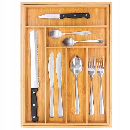 WKŁAD DO SZUFLADY na sztućce bambusowy rozsuwany regulowany organizer 52x43 na Arena.pl