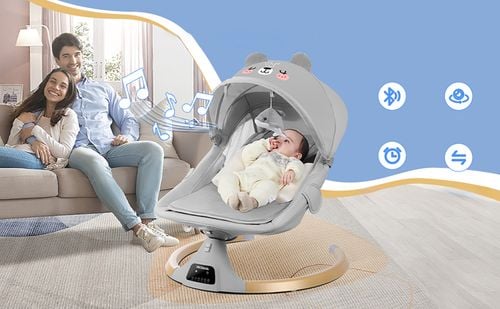 leżaczek dla niemowląt bujaczek elektryczny nicekids + pilot bluetooth na Arena.pl