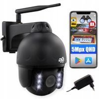 Zewnętrzna kamera WiFi obrotowa czarna PRZYBLIŻENIE OPTYCZNE 5Mpx 8x ZOOM