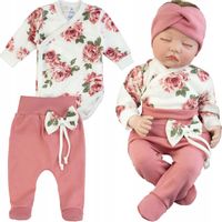 KOMPLET NIEMOWLĘCY WYPRAWKA DZIEWCZYNKI body kopertowe półśpiochy KWIATY 62