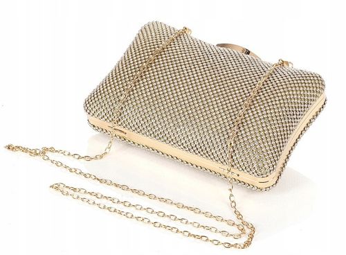 Efektowna błyszcząca Kopertówka PUZDERKO Złota na łańcuszku 738 na Arena.pl