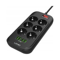 Listwa zasilająca LDNIO SE6403 6 gniazd, 4 x USB 2 m czarny AC 100-250V
