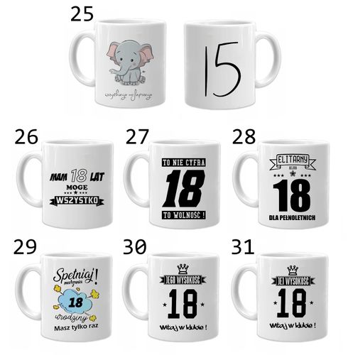 KUBEK Z NADRUKIEM ŚMIESZNY PREZENT NA URODZINY RÓŻNE WZORY na Arena.pl