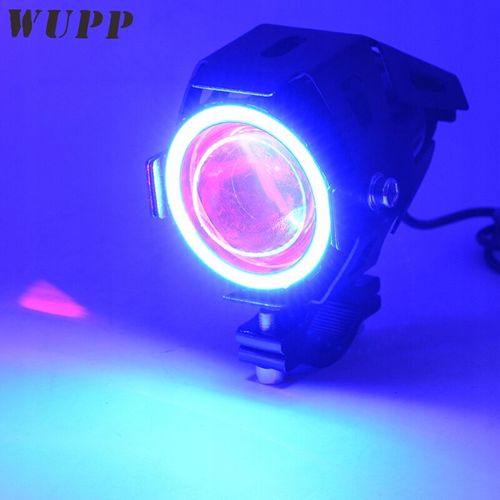 2Xhalogen Motocyklowy U7 +Ring Blue+Włącznik Black na Arena.pl