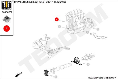 BMW X3 E8 PODUSZKA SILNIKA PRAWA 04 04 E83 3.0 na Arena.pl