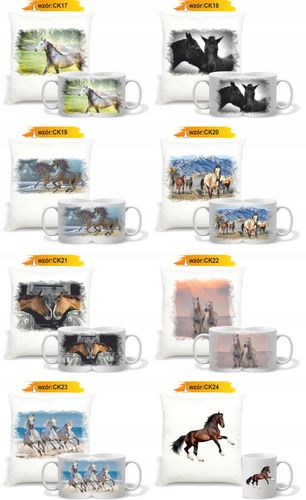 Zestaw PREZENTOWY PODUSZKA + KUBEK nadruk zdjęcie KONIA KOŃ RÓŻNE WZORY na Arena.pl