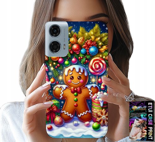 ETUI DO MOTOROLA G24 / G04 - PIERNIK, CUKIERKOWE WZORY ŚWIĘTA + FOLIA na Arena.pl