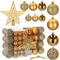 BOMBKI CHOINKOWE ZESTAW XXL 101 SZTUK ZŁOTE WZORY NA CHOINKĘ OZDOBY GWIAZDA
