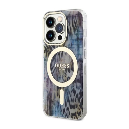 Guess Leopard MagSafe - Etui iPhone 14 Pro (Niebieski) na Arena.pl