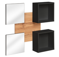 Panel Wiszący z Lustrami i Półkami 100 cm Dąb Wotan + Czarny IZZIAM