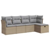 5-cz. zestaw mebli ogrodowych z poduszkami, beżowy, polirattan