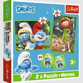 PUZZLE 2W1+MEMOS WESOŁE ZABAWY SMERFÓW 93656