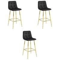 Hoker ARCETO - aksamit czarny / nogi ZŁOTE x 3