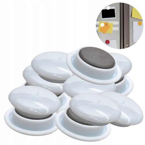 Magnesy na lodówkę do tablic okrągłe MOCNE białe z magnesem 20 mm 40 na Arena.pl