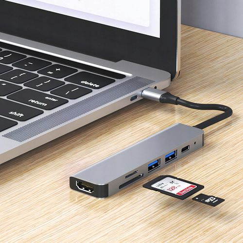 HUB USB ADAPTER 6W1 ROZDZIELACZ ROZGAŁĘŹNIK USB-C 2X USB 2.0 3.0 HDMI PD SD na Arena.pl