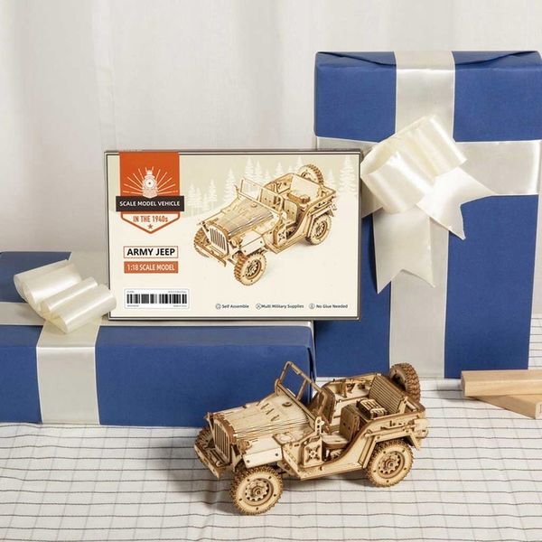 ROBOTIME Drewniane Puzzle Model 3D DIY - Zabytkowe Auto Samochód zdjęcie 7
