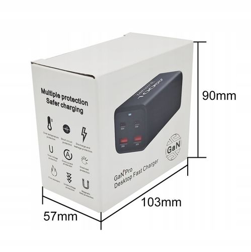 Ładowarka Sieciowa Zasilacz 100W Kostka GaN 3 Kabel AC 2x USB-C 65W 2x USB na Arena.pl