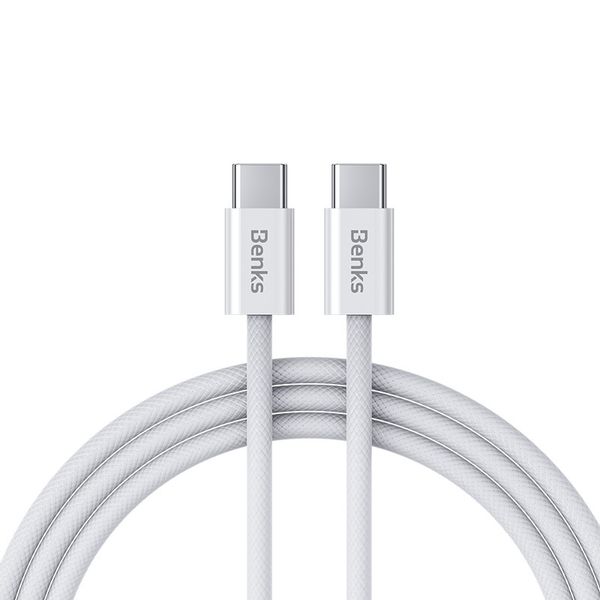 Benks Kabel D46 pleciony - Typ C na Typ C - PD 60W 3A 2 metry biały zdjęcie 1