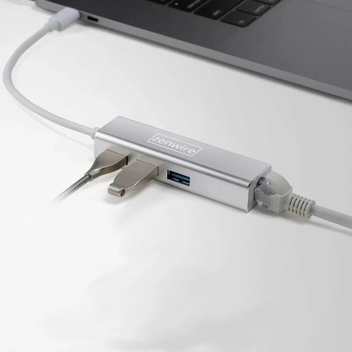 Przejściówka HUB USB-C Fast Ethernet 3x USB 3.0 RJ45 Adapter Kabel RJ-45 na Arena.pl