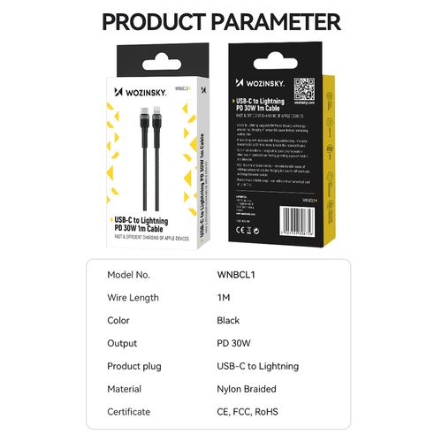 kabel przewód do iphone usb-c - lightning pd 30w 1m czarny na Arena.pl