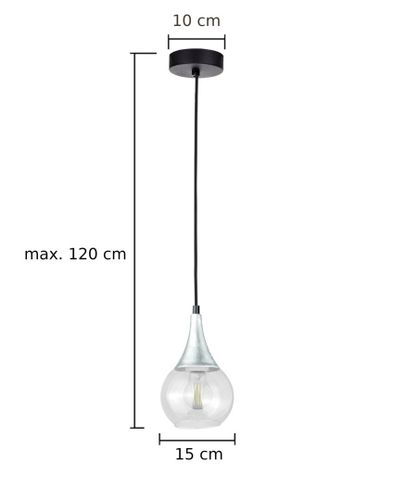 Lampa wisząca 1xE27 LACRIMA CLEAR BLACK/SILVER na Arena.pl