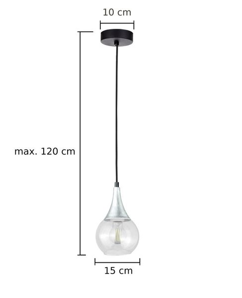 Lampa wisząca 1xE27 LACRIMA CLEAR BLACK/SILVER zdjęcie 2