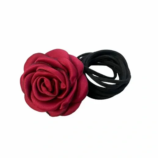 Naszyjnik choker róża na rzemyku delikatny elegancki kwiat ozdoba na szyję zdjęcie 6