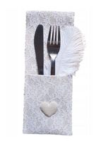 ETUI KIESZONKA POKROWIEC NA SZTUĆCE koronka biała kremowa 1szt