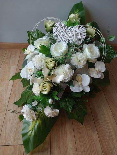 Stroik na cmentarz GRÓB kompozycja KOMPLET SERCE na Arena.pl