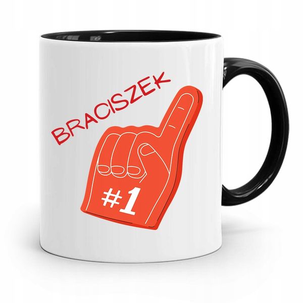 Kubek Czarny Prezent Dla Brata Brat Numer Jeden Z Nadrukiem Ze Zdjęciem zdjęcie 1