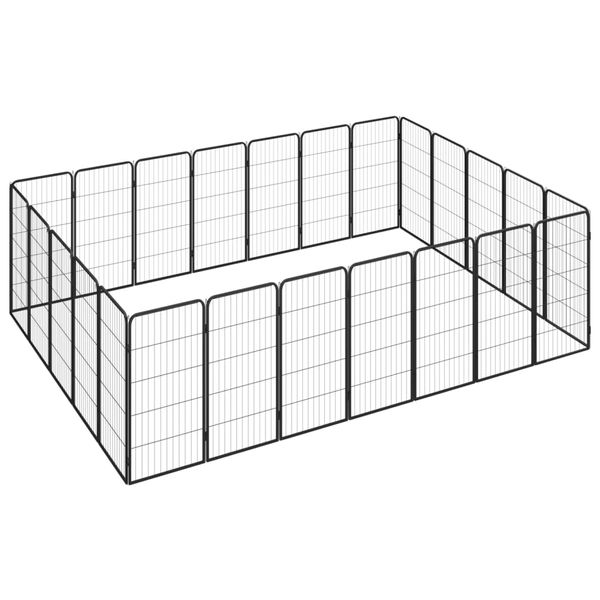 Kojec dla psa, 24 paneli, czarny, 50x100 cm, stal zdjęcie 1