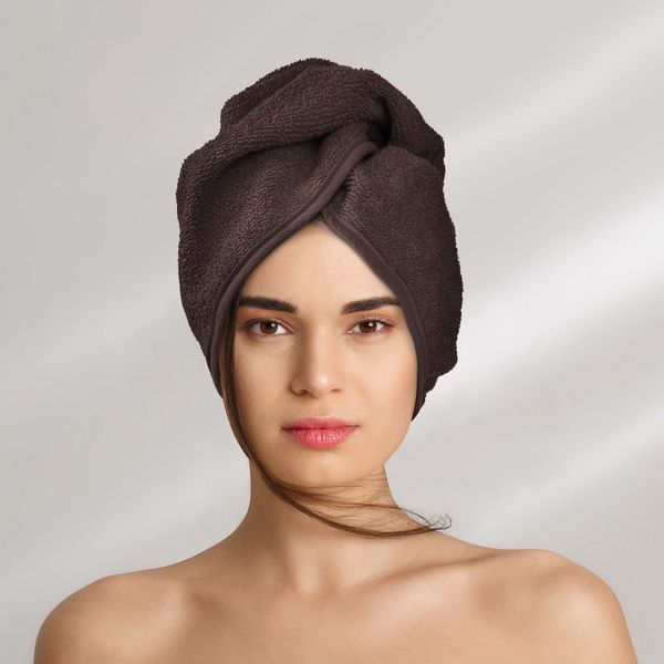 Turban Ręcznik Do Włosów Brązowy zdjęcie 1