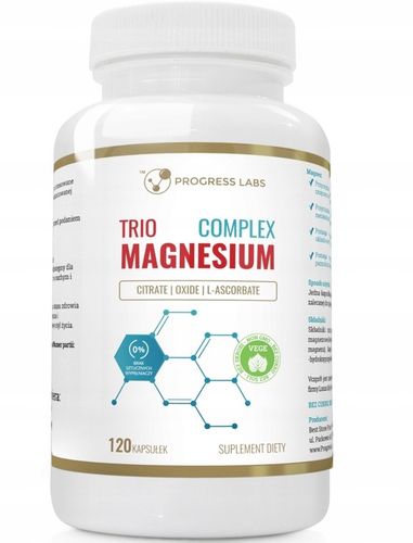 Progress Labs Trio Magnesium Complex 120 kaps Zmęczenie Kości Skóra Vege na Arena.pl