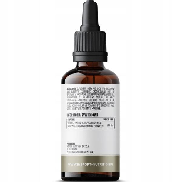 SOPLÓWKA JEZOWATA LIONS MANE 30ml Krople PAMIĘĆ Koncentracja | INSPORT zdjęcie 3