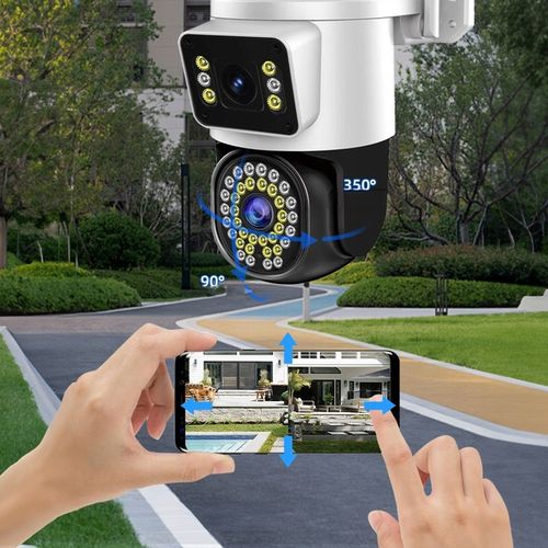 PODWÓJNA KAMERA WIFI IP SMART ZEWNĘTRZNA OBROTOWA QHD 2x 4MP ZOOM APLIKACJA na Arena.pl