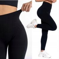 LEGGINSY DAMSKIE KLASYCZNE OCIEPLANE MORAJ Z WYSOKIM STANEM CZARNE S/M