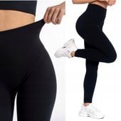 LEGGINSY DAMSKIE KLASYCZNE OCIEPLANE MORAJ Z WYSOKIM STANEM CZARNE S/M