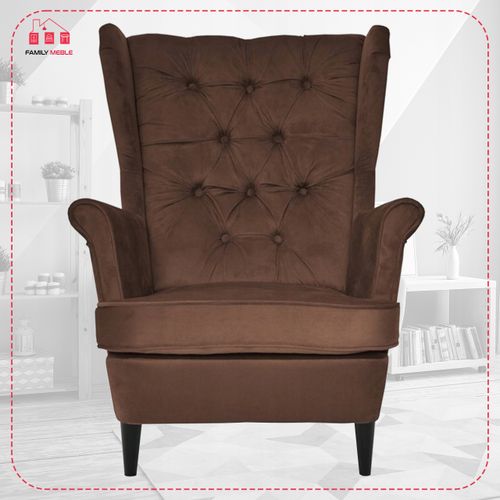 Fotel uszak Gaja z podnóżkiem skandynawski  brązu orzech na Arena.pl