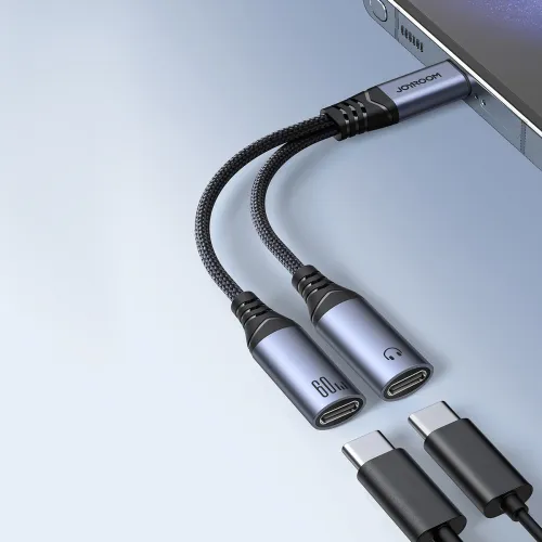 adapter dac 2w1 joyroom sy-c03 usb-c do 2x usb-c - czarny na Arena.pl