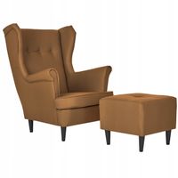 Fotel uszak skandynawski z podnóżkiem  eko skóra Family Meble