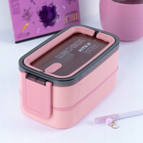LUNCHBOX ŚNIADANIÓWKA ZE STUCĆAMI WKŁADY 2 KOMORY 1400ml RÓŻOWY KITE na Arena.pl