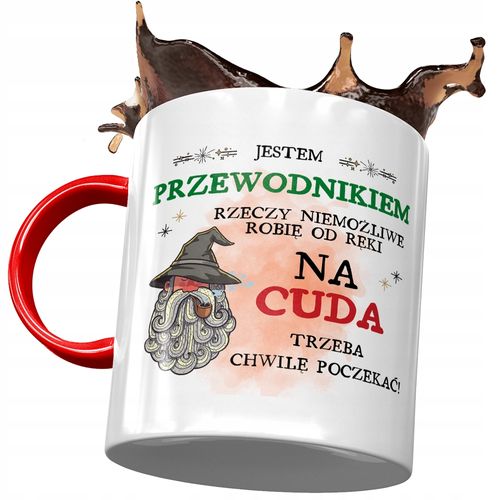 Kubek Czerwony Dla Przewodnika Trzeba Poczekać Z Nadrukiem Ze Zdjęciem na Arena.pl