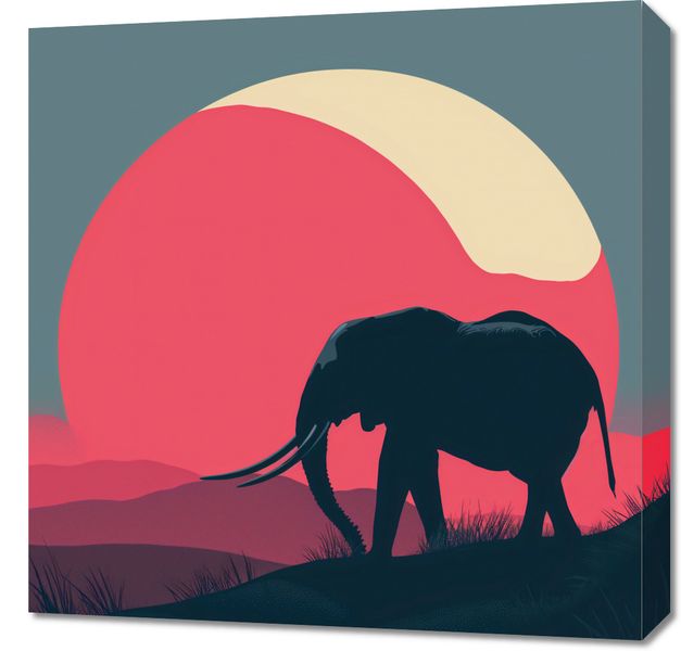 Obraz 60x60cm Słoń przy Czerwieni zdjęcie 1