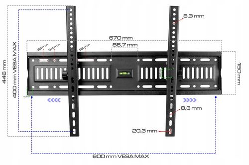 UCHWYT DO TELEWIZORA WIESZAK TV ŚCIENNY UNIWERSALNY SLIM 55KG 32-85 CALI na Arena.pl