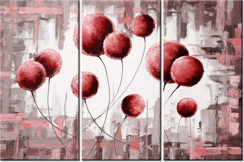 60 90CM OBRAZ 3 ELEM ABSTRAKCYJNE DMUCHAWCE CZERWIENI DRUK PŁÓTNO RAMA na Arena.pl