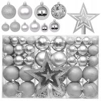 BOMBKI CHOINKOWE ZESTAW 101 SZTUK SREBRNE OZDOBY ŚWIĄTECZNE NA CHOINKĘ