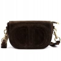 Czekoladowa zamszowa torebka damska Listonoszka Vera Pelle brązowa zamsz