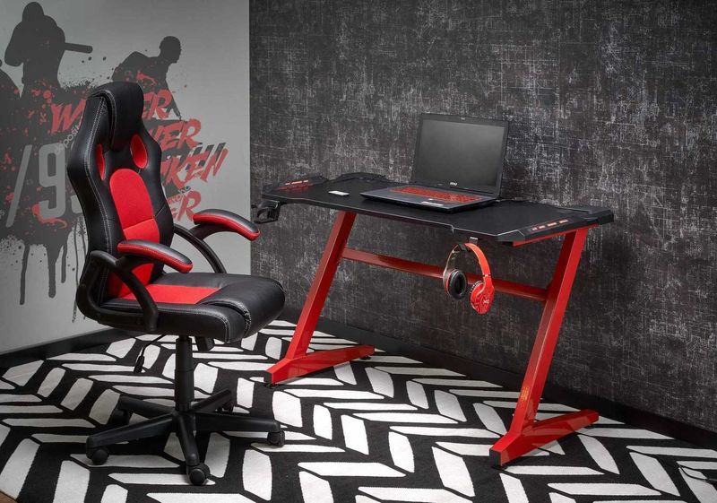 Biurko Gamer czarne/czerwone zdjęcie 2